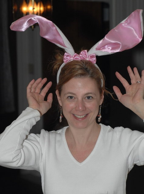 Maria, Mike's wife with the bunny ears
