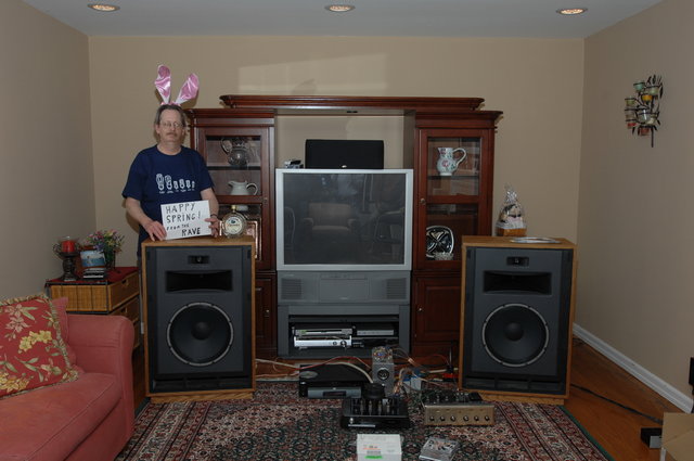 Chris next to Klipsch speakers