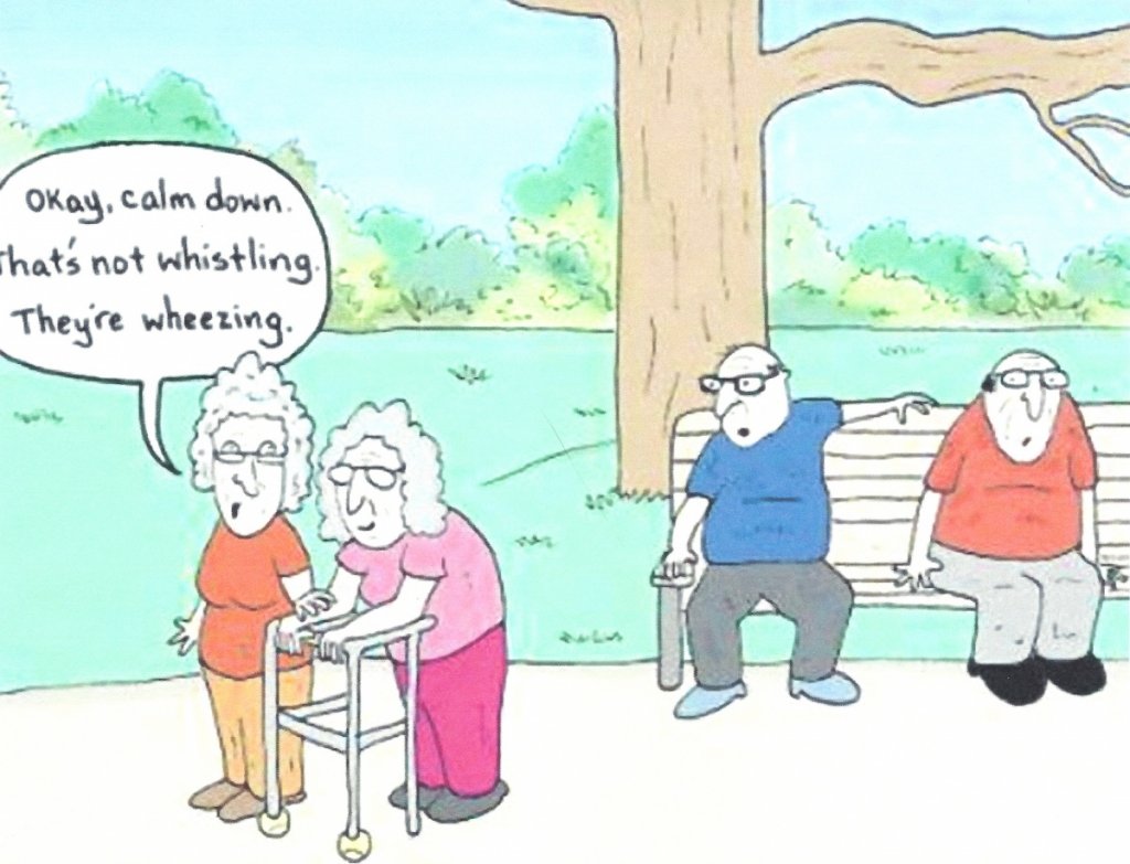 Senior citizen wolf whistles