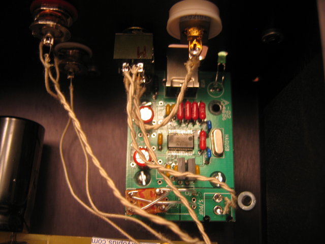 Hag USB circuit board - Cryogenically treated. Upgraded parts, including Black Gate NX capacitors, Caddock MK 132 resistors and PRP resistors in select locations. Lundahl 1572XL amorphous core pulse transformer. Headphone amplifier section omitted.