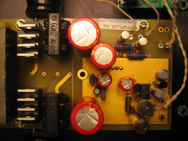 Poseidons Voice NOS-USB DAC main board - Cryogenically treated. Black Gate NX caps, Caddock input resistor, polystyrene capacitors, Riken resistors for I/V conversion, TDA 1543 DAC with Crystal 8412 receiver. Exceptionally short signal paths, designed by Peter Daniel of Audio Sector. VH Audio Silver wire for all digital inputs and analog outputs.