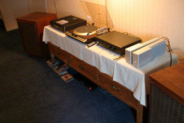 AK Member Room - DocBrown - $25 thirft shop rescued Eectrovoice SP12 speakers, Red Rose monos, Primare CD player, Amherst preamp (passive mode) and a REL Storm III.