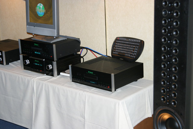 McIntosh Room - Prototype speakers next to music server.