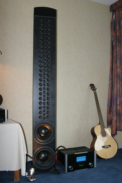 McIntosh Room - Protoype line arrays with 52 2" midranges and 28 1' tweeters.