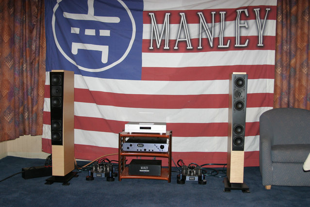 Manley Room - Mahi amps, Steelhead pre, CEC CD player and System Audio Ranger speakers.