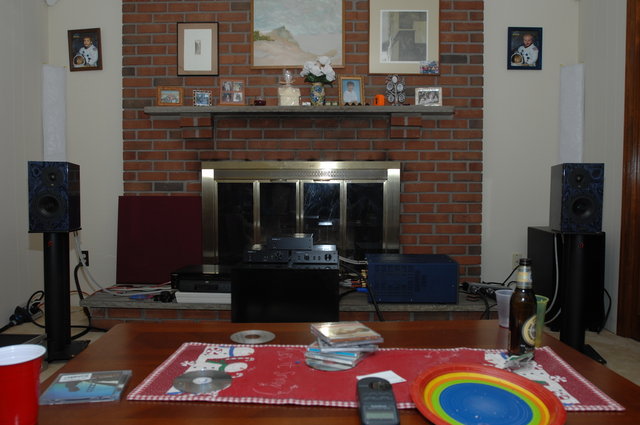 Listening to Focus Audio monitors and REL sub in the right corner wall