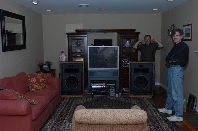 Uncle Rich next to his Klipchs speakers