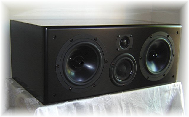 Custom Center Channel - Here's a dual 7" 3-way CC we designed in a piano black cabinet.